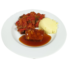 Boomstam (v) Vleesjus Ratatouille aardappelpuree